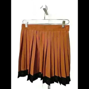 Stylish Pleated Skirt in Warm Tan with Black Trim - VINTAGE